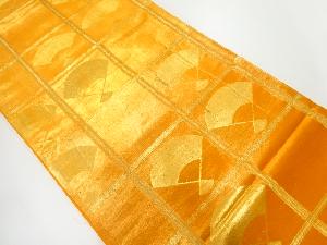アンティーク　格子に扇模様織出し袋帯（材料）